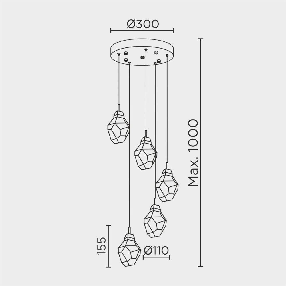 Подвесной светильник 33*32*100 см, LED 14W, 4000K, Латунь MODELUX ML.88972.5 BS