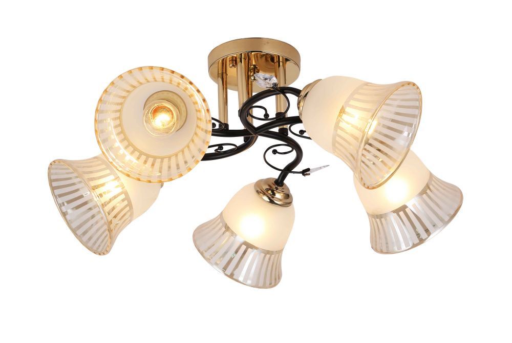 Люстра L540 x W540 x H240, мм, 5*40W (200W), GOLD+BLACK(ЗОЛОТО+ЧЁРНЫЙ) Rilon 06349/5 GOLD+BLACK