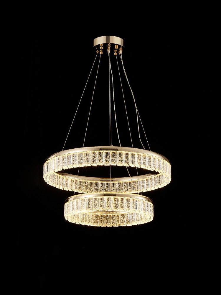 Люстра Ø600 (400) x H80 (1500) мм, Светодиодная плата 212W 3000-6000K NewRgy FRENCH GOLD (ФРАНЦУЗСКОЕ ЗОЛОТО) A23-ф600+ф400*H80 FRENCH GOLD