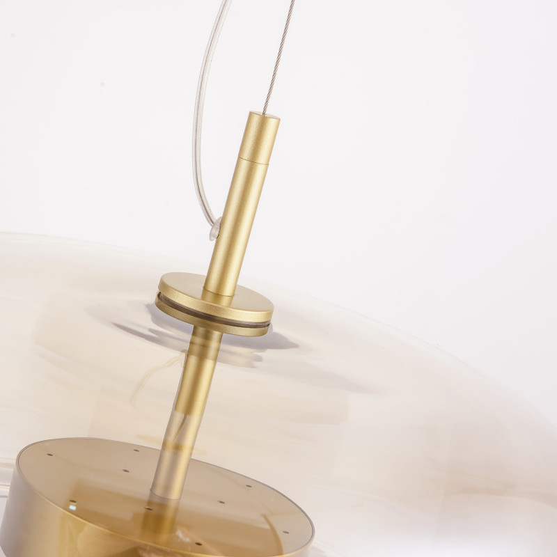 Подвесной светильник 38*180 см, 21W, Favourite Reflex 4235-2P Стекло янтарного цвета, матовое золото и белый акрил