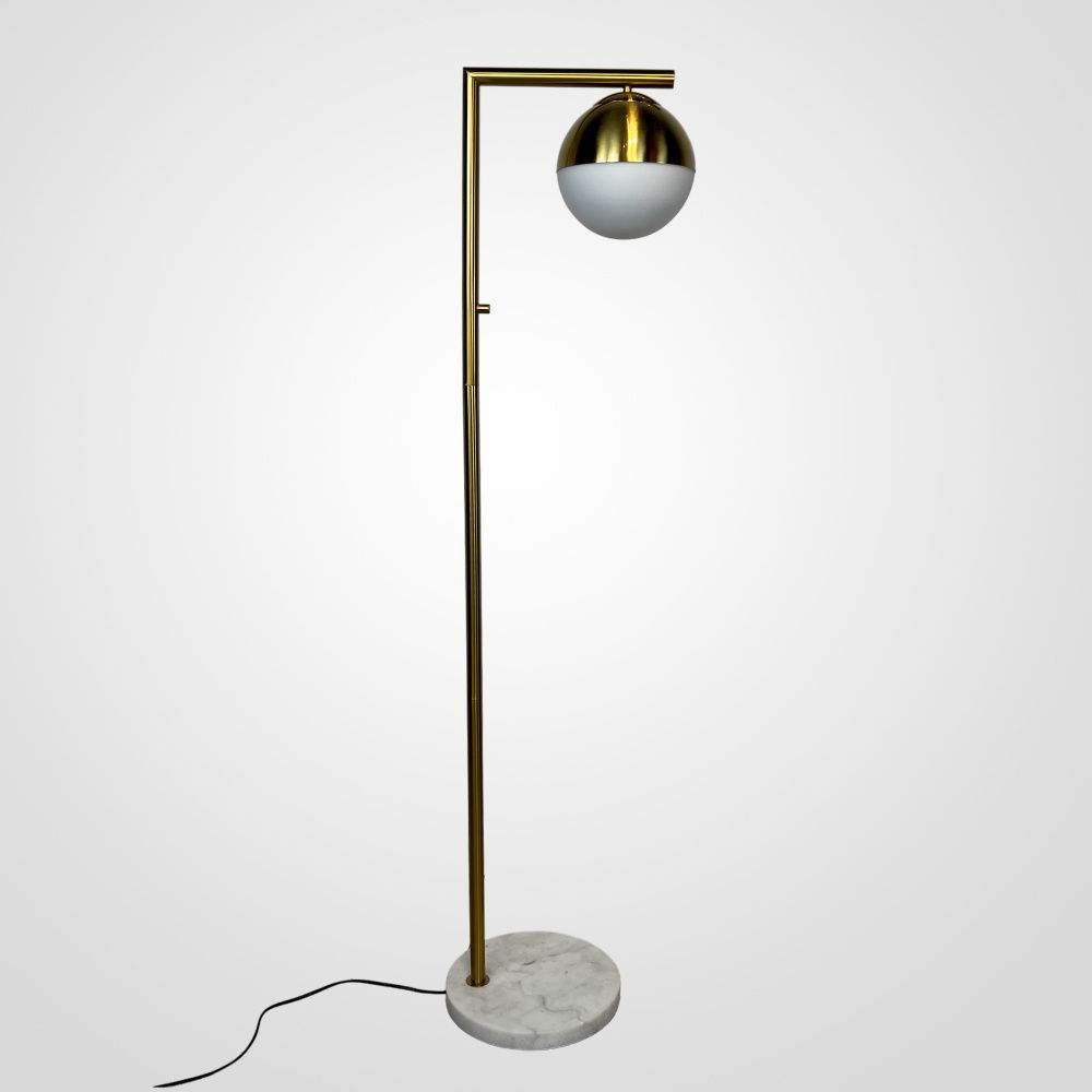 Торшер Geneva Single Glass Globe Floor Lamp *39*147 см, 1*E27*60W, ImperiumLoft 41.115-0, Белый, Латунь