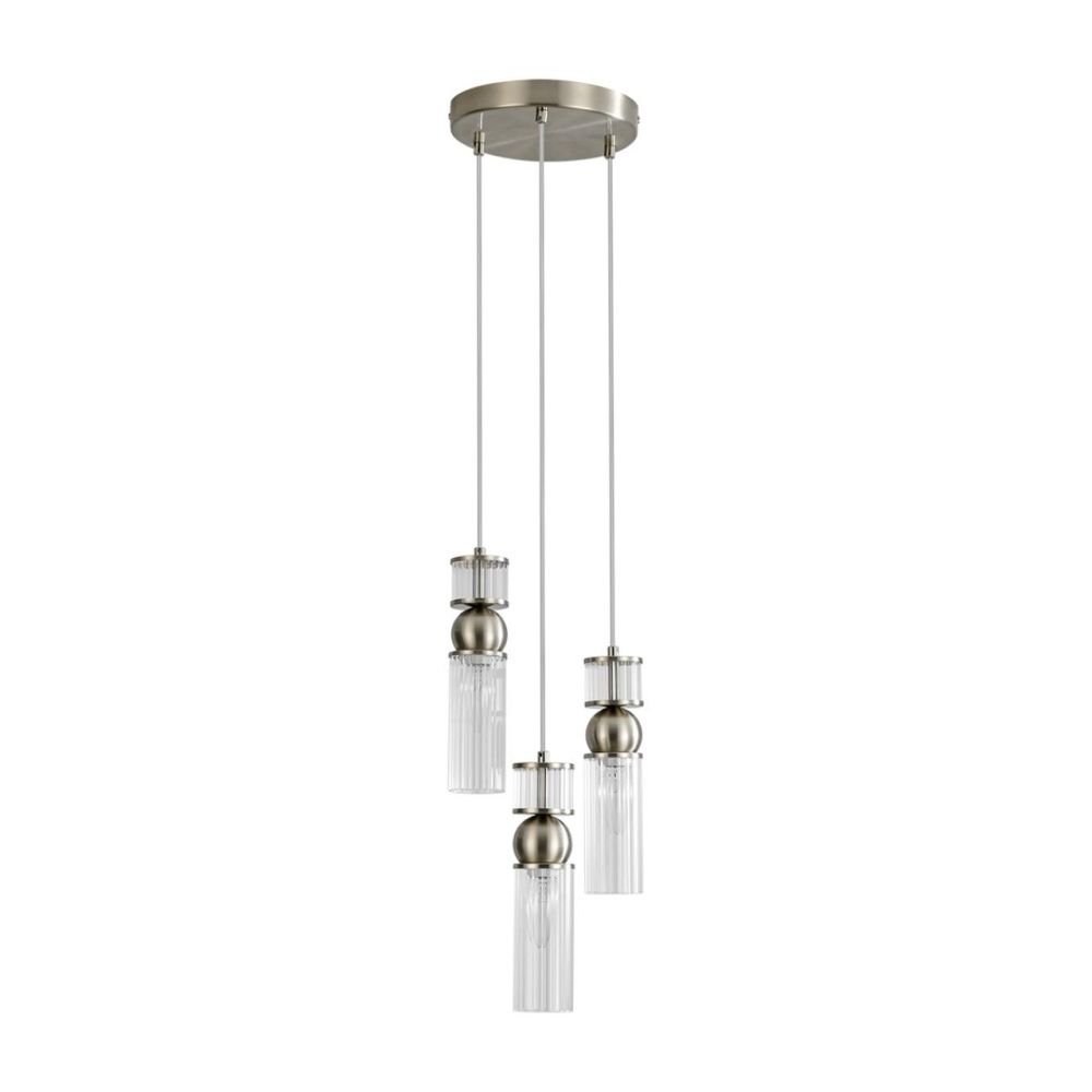 Подвес 22*22*222-222 см, 3*E14*40W, Lumion Denver LUM8277/3A, стальной; серебристый