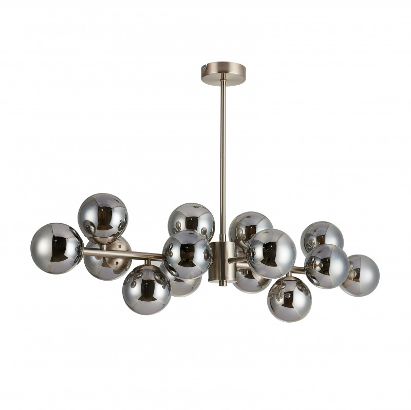 Подвесная люстра Favourite Varietas 2650-14P, L860*W430*H550, никель, плафоны из выдувного стекла дымчато-серого цвета