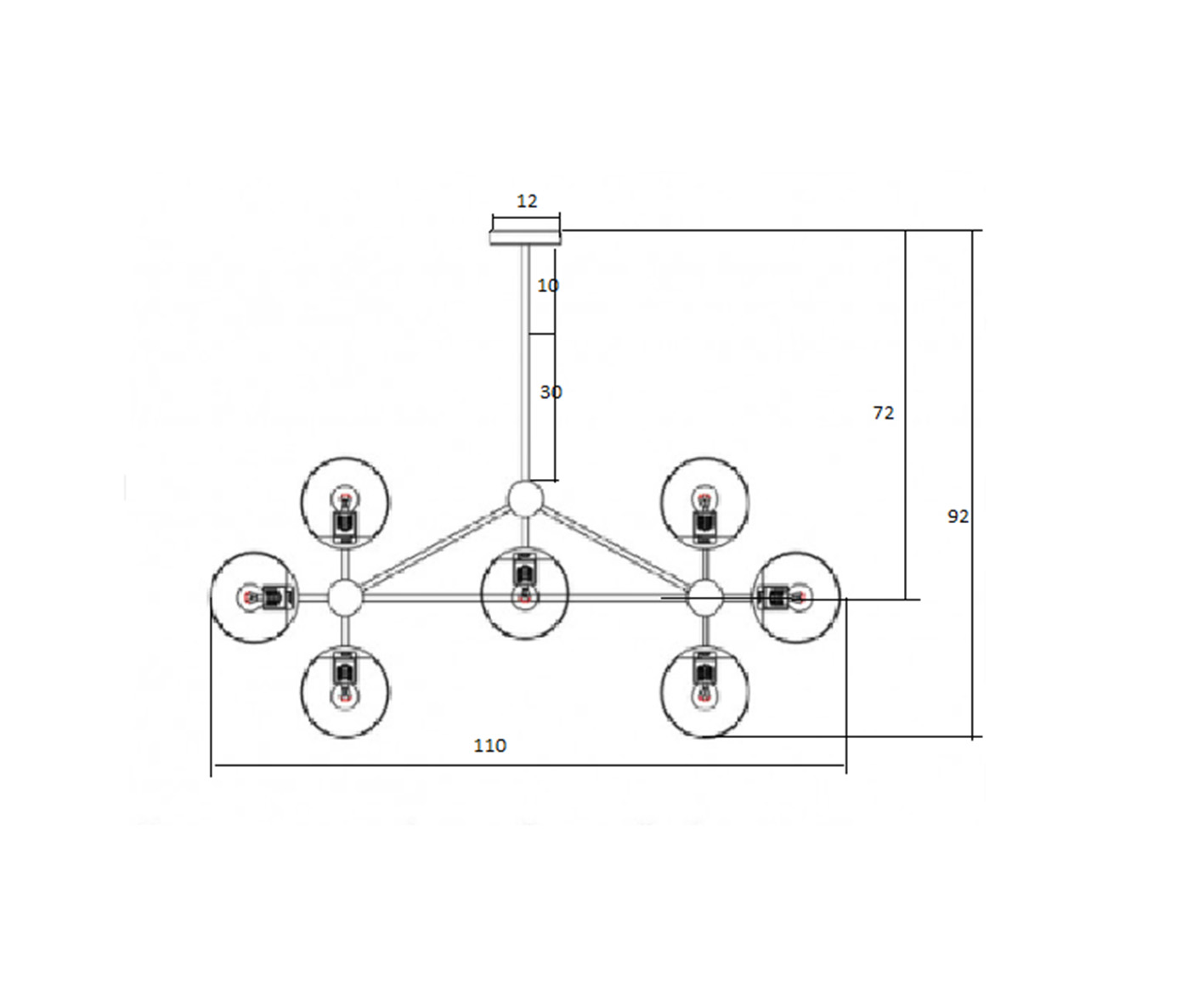 Люстра Kink Light МОДИ 07535-10,19 черный, диаметр 110 см