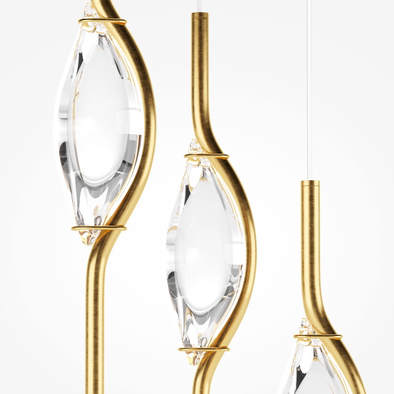 Каскадная люстра 30*30*365 см, LED, 3000К, Maytoni Foresight MOD347PL-L24BS3K латунный