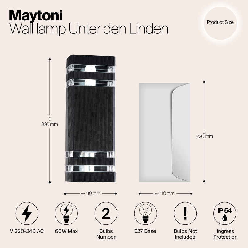 Уличный настенный светильник Maytoni Unter den Linden O578WL-02B, черный