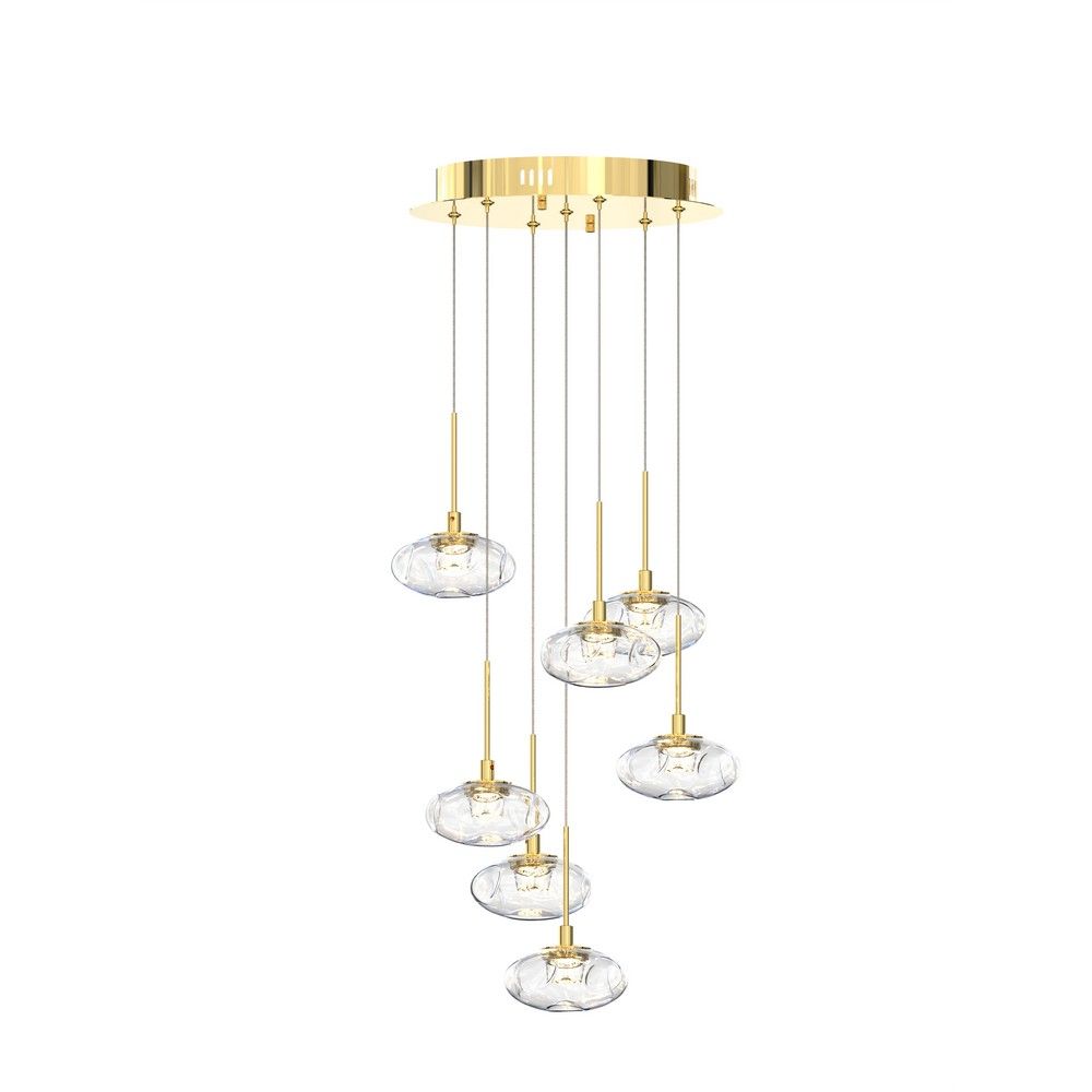 Светильник подвесной светодиодный 34 см, 49W, 3500K, Aployt Sacha APL.073.06.07, золото