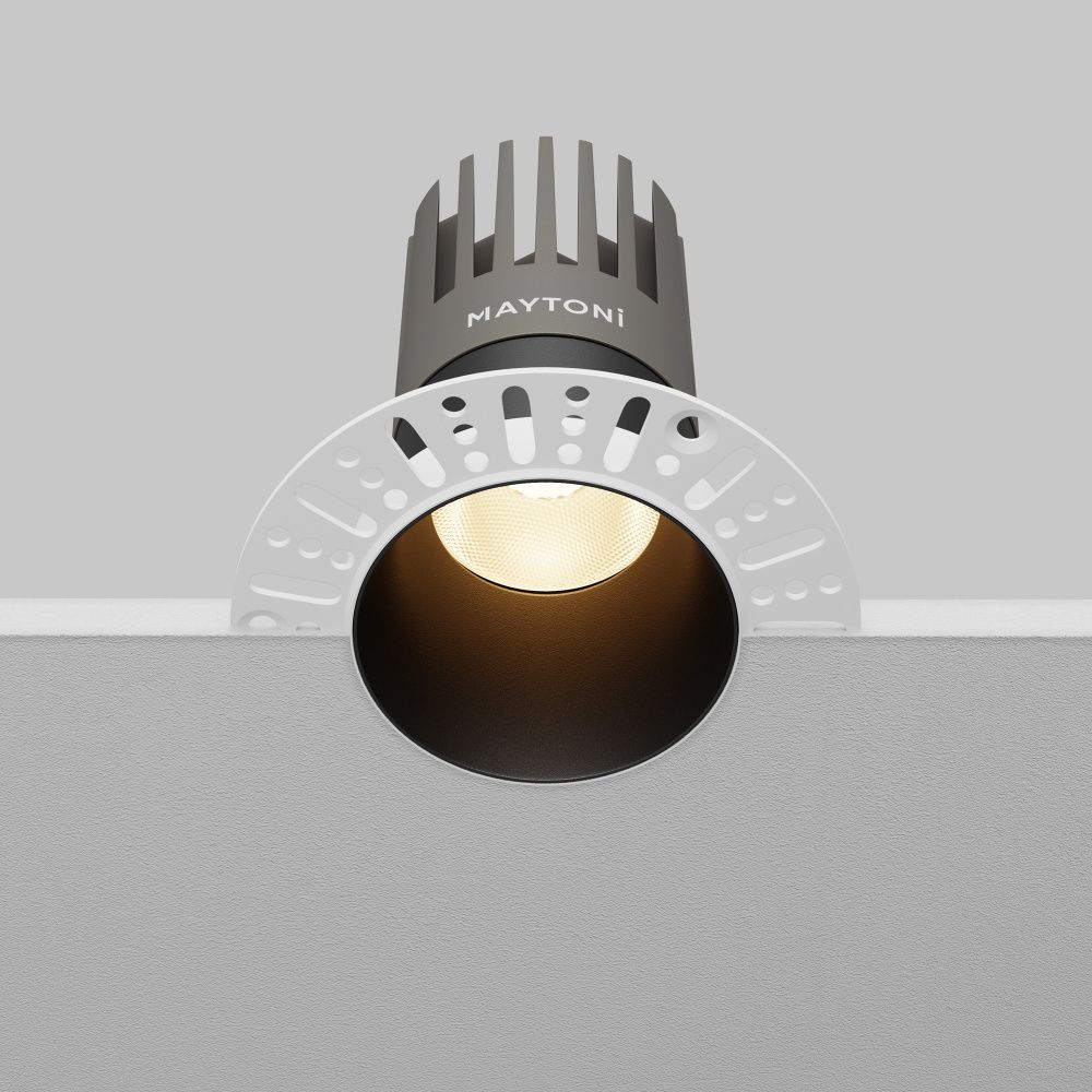Встраиваемый светильник 10*11 см, вр 7 см, *LED*15W, 3000K, Maytoni Dip DL122-15W-3K-TRS-B, Черный