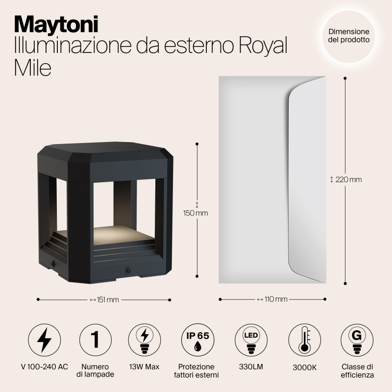 Ландшафтный светодиодный светильник 15 см Maytoni Royal Mile O019FL-L13GR3K