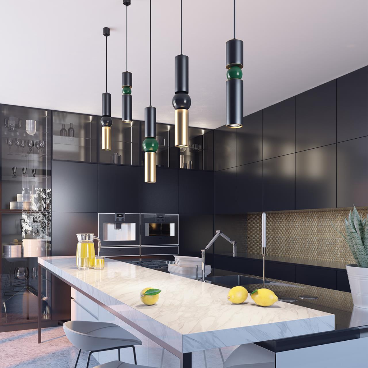 Подвесной светодиодный светильник Odeon Light Sakra 4072/5L черный, диаметр 9 см