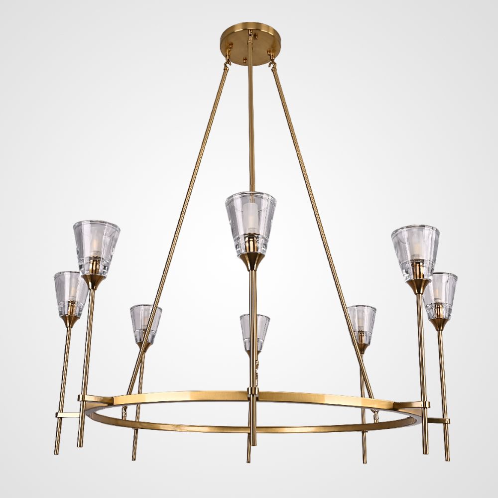 Люстра на штанге TORCHE DE VERRE Round Chandelier 8 116*116*50 см, 8*G9*40W, ImperiumLoft 40.1551, Латунь