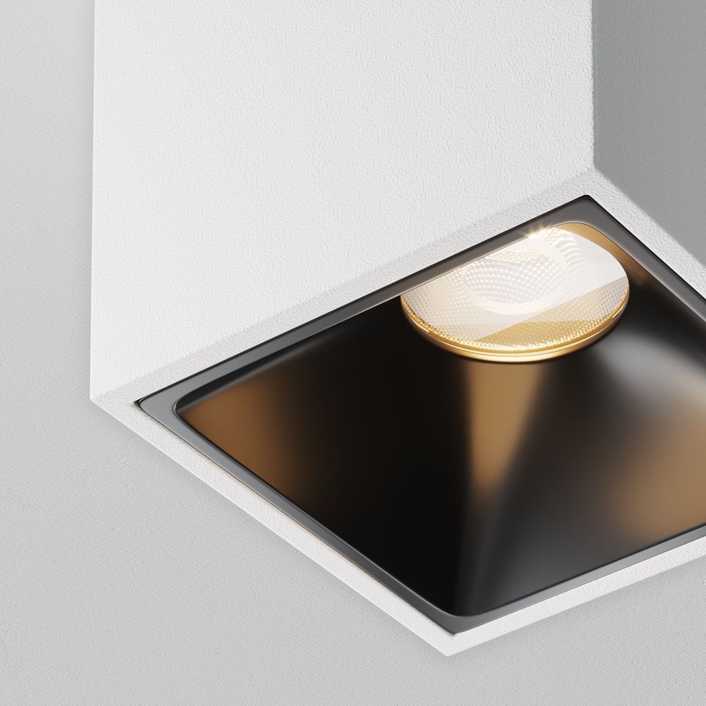 Потолочный светильник 6*6-7,5 см, LED*8W, 3000K, Maytoni Alfa LED 50° C065CL-8W3K-SQ-WB, Белочерный
