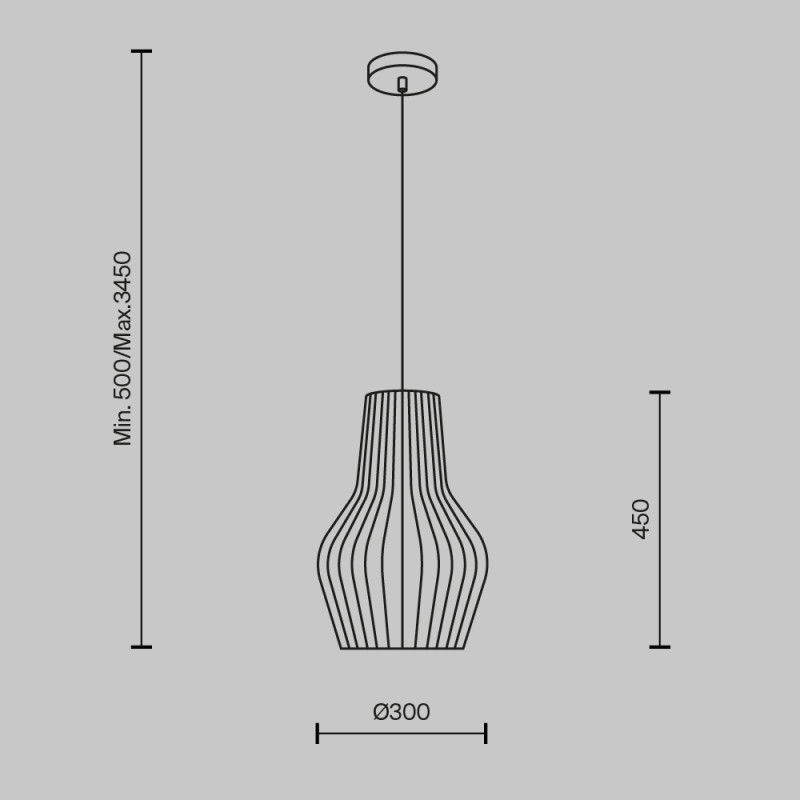 Светильник 30 см, Maytoni Roots MOD191PL-01W1, черный-дерево