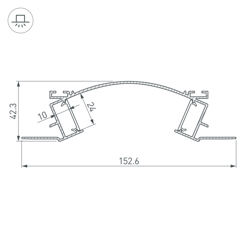 Профиль Arlight 029852 200*15,3*4,3 см. Цена указана за 1 комплект.  экран в комплекте