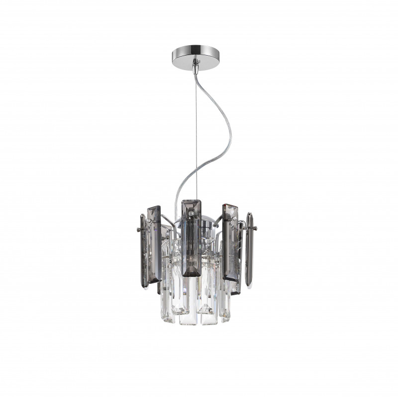 Светильник подвесной 22*22*50/100 см, 2*E14 40W Хром, Дымчатый, Прозрачный Stilfort Ton 2159/09/02P
