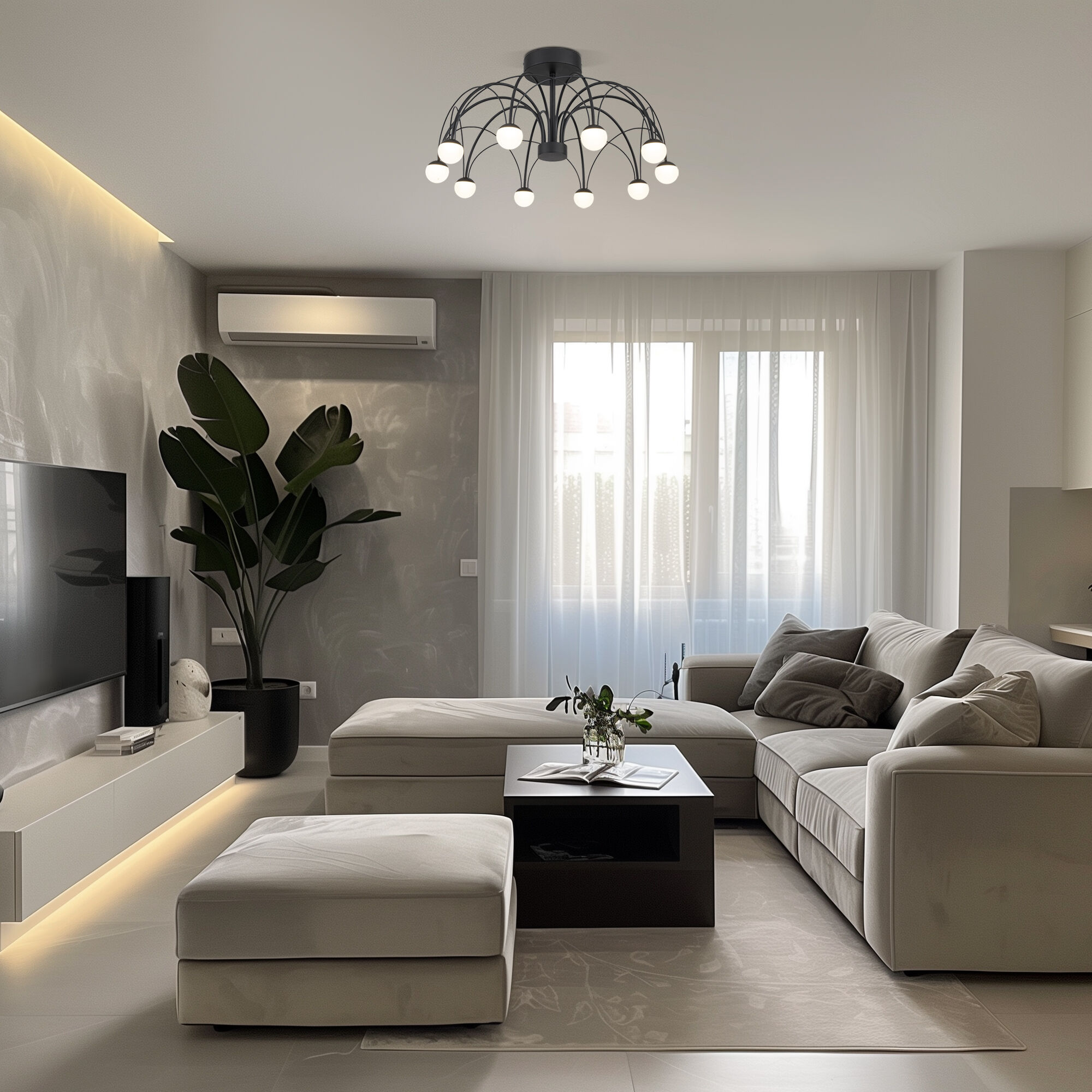 Светильник 65*65*35 см, LED*35W, 4000K, Eurosvet Ragno 90035/10, черный, a069307