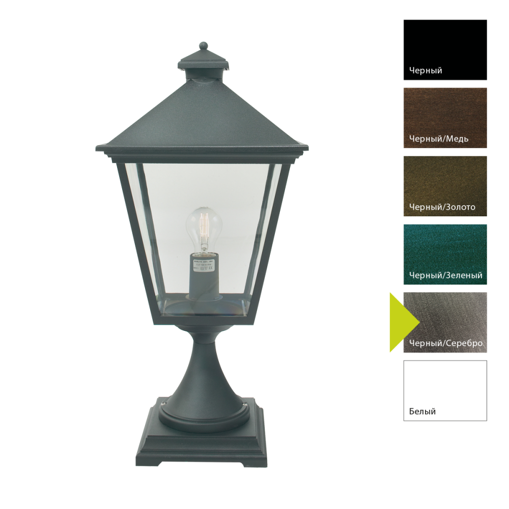 Фонар-пьедестал 30*30*69 см, E27*100 (накал.) 77 (гал.)W, Natural Concepts Norlys London Big 380BC, BS (Черный/Серебро)