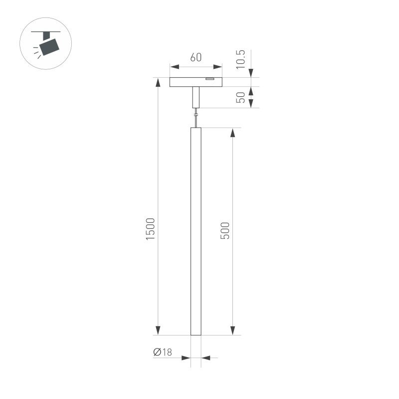 Светильник на шине Arlight 043269 1,8*1,8*50 см, 3W, белый (теплый)K,