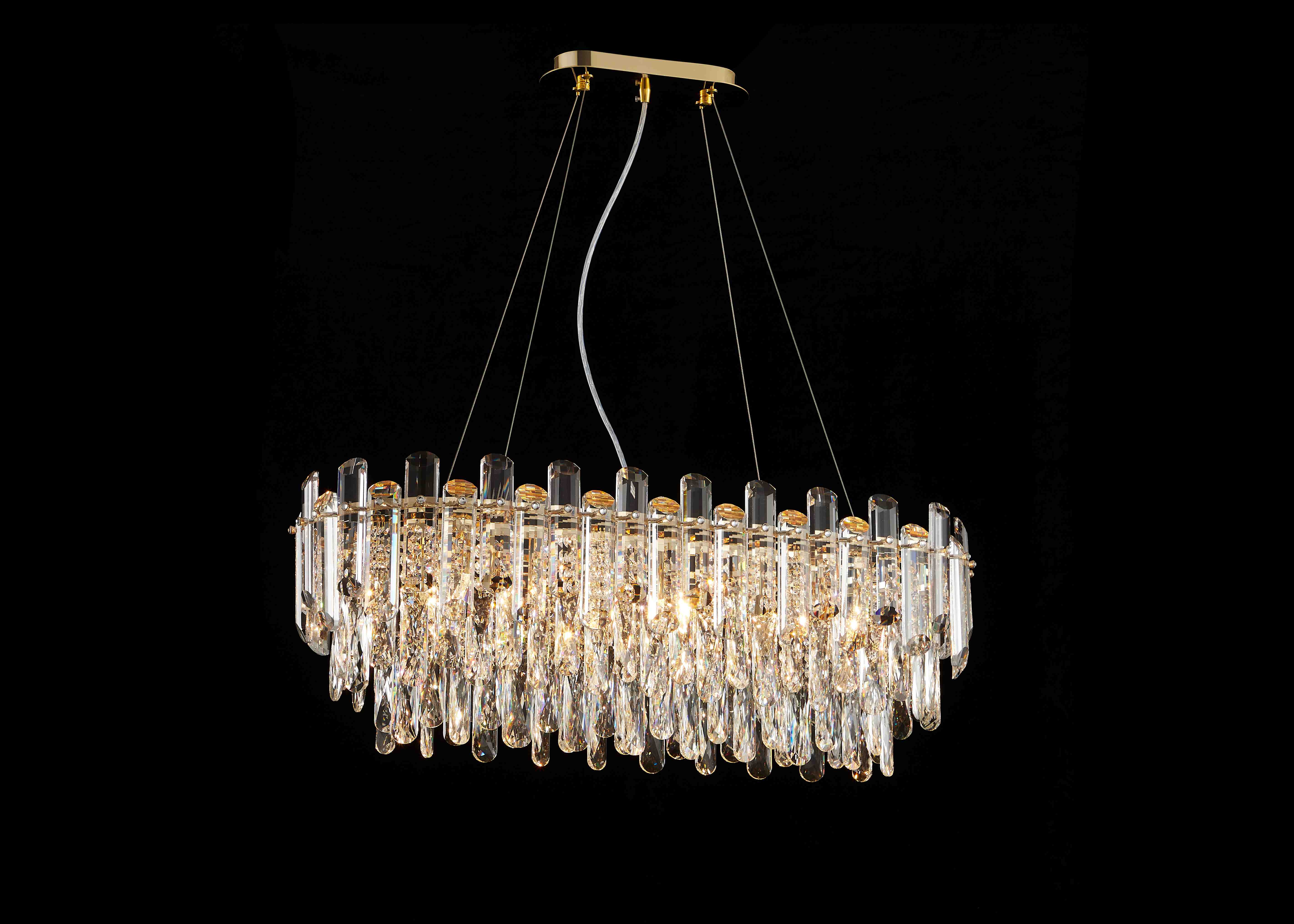 Люстра 800*300*290, 6*E14, 40W NewRgy Cristallo NW076-L800*W300*H290 OVAL H GOLD, H GOLD
