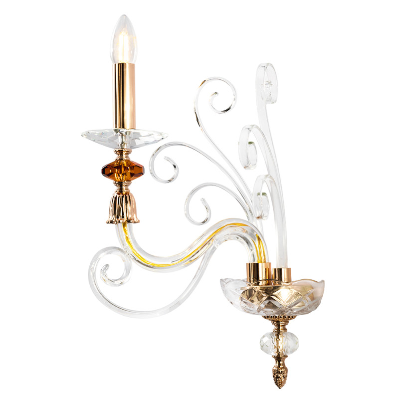 Бра Crystal Lux CATARINA AP1 V2 GOLD/TRANSPARENT-COGNAC Золотой/Прозрачный