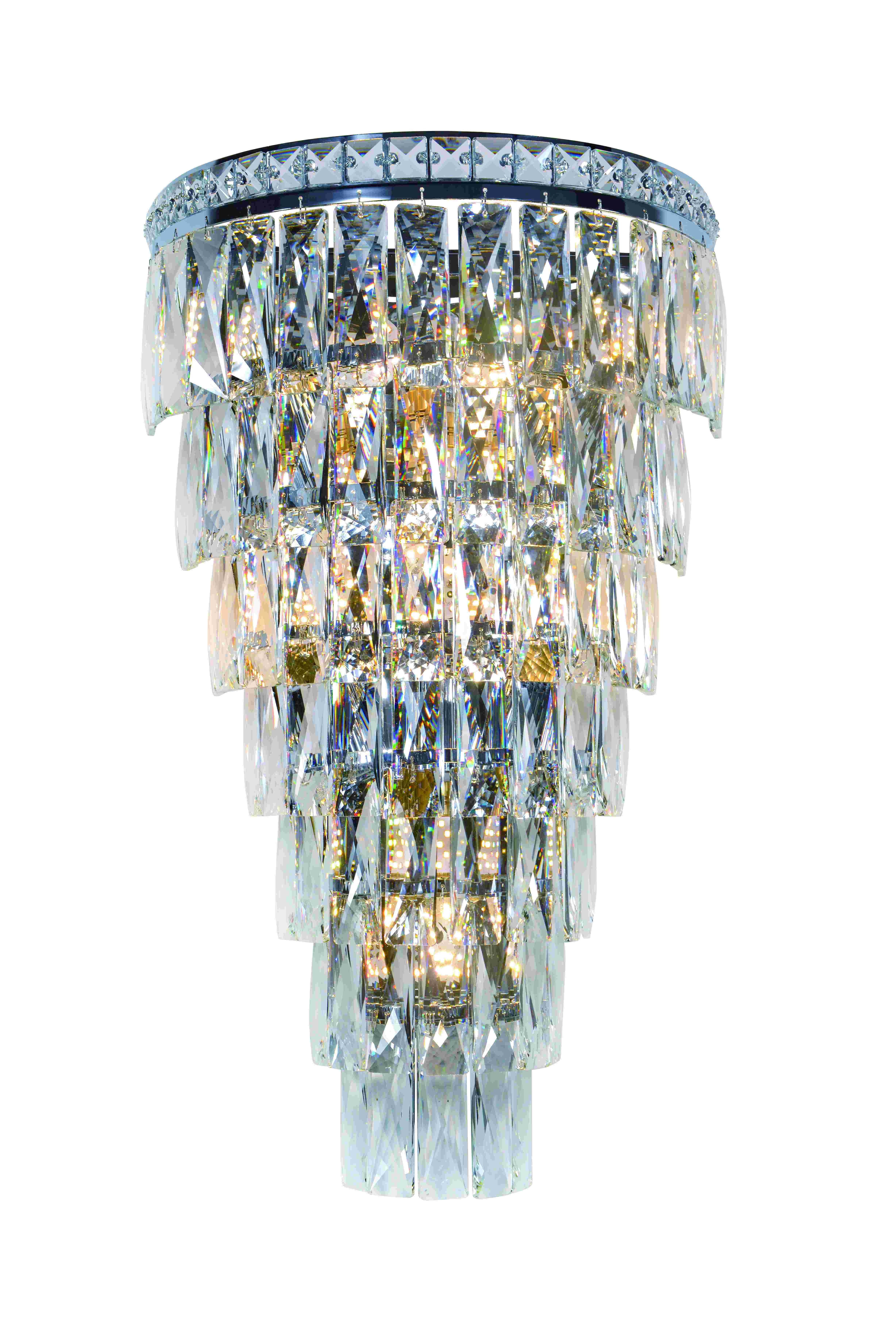 Бра 340*200*600, 6+4*E14+Led, 40W NewRgy Cristallo W2785R/6+4A CHROME+CLEAR, Хром+Прозрачный