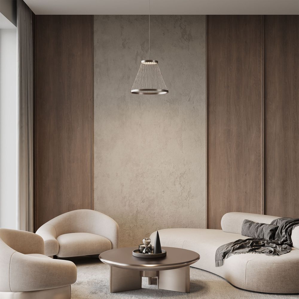 Подвесной светильник 40*40*50-165 см, LED*18W, 3000K, Eurosvet Cesta 40016/1 LED, коричневый, a069283