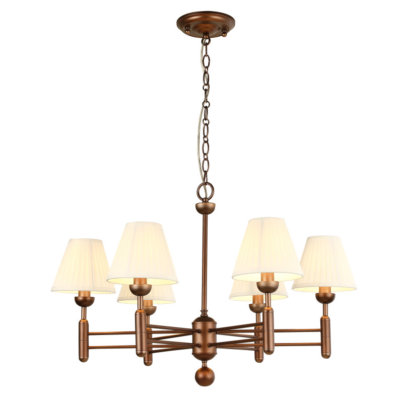 Подвесная люстра Favourite Avangard 2953-6P, D750*H510/1510, каркас золотисто-коричневого цвета, плафоны из белой ткани