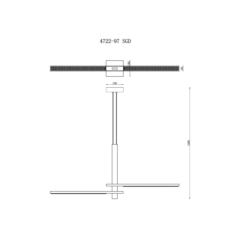 Подвесной светильник 97*12-150 см, LED*22W, 3000-6000K, iLedex Vision 4722-97 SGD, Золото