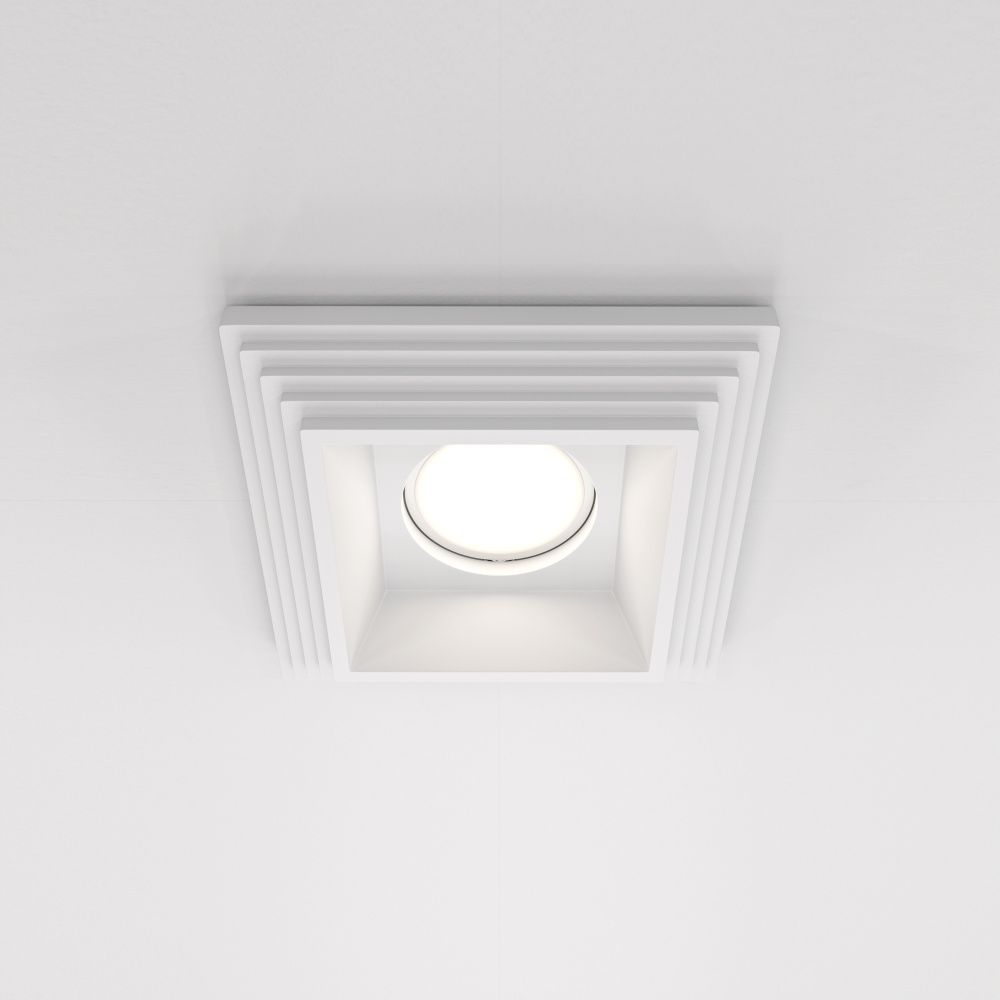 Встраиваемый светильник  DL005-1-01-W-1 12,2*12,2*-4,1 см, 1*GU10*10W, K, Maytoni technical Gyps Modern DL005-1-01-W-1, Белый