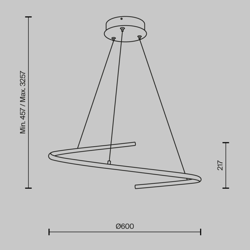 Подвесной светильник 60*60*325,7 см, LED, 31W, 4000К, Maytoni CURVE MOD242PL-L33BK черный