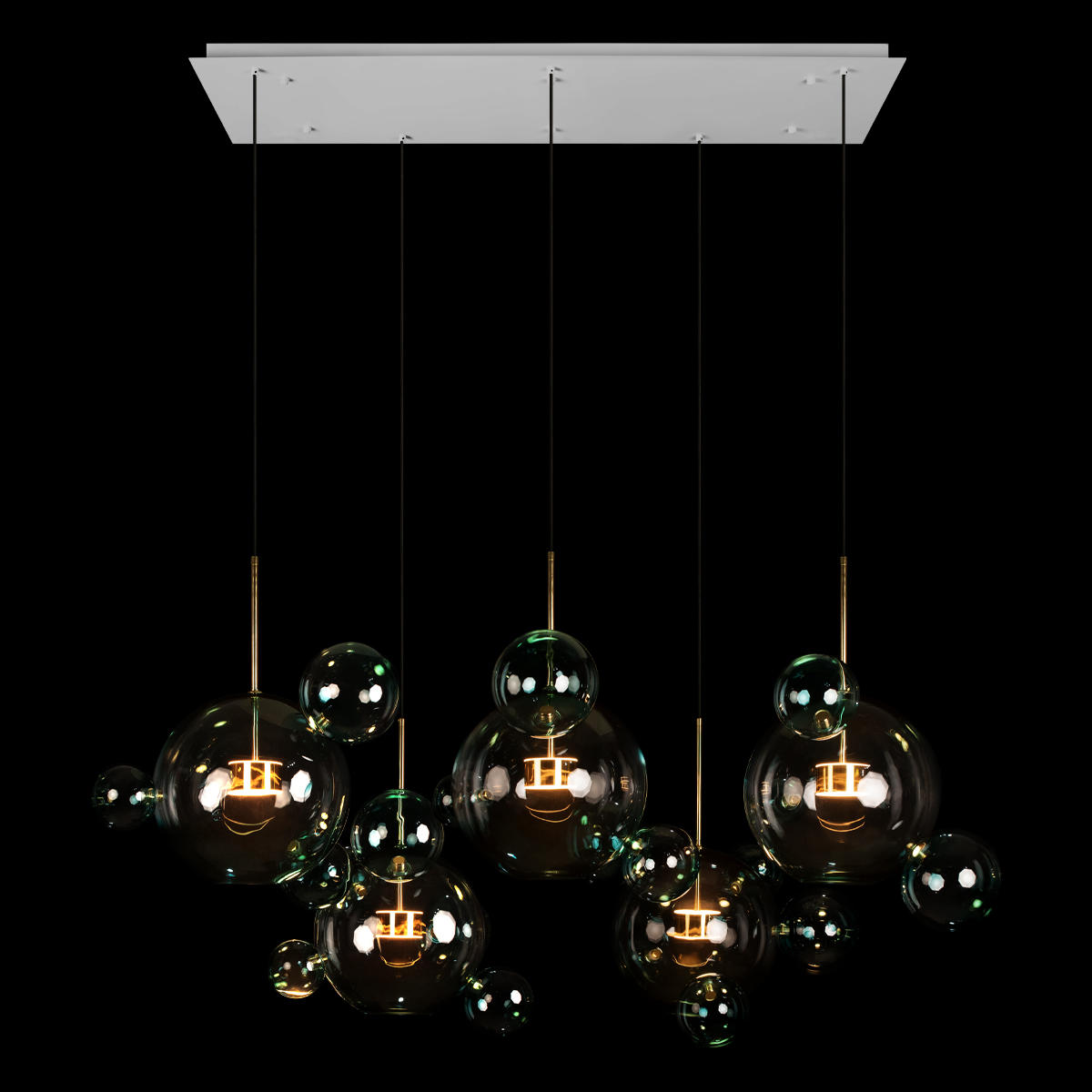 Подвесной светильник 165*60*68 см, 5*LED*10W LOFT IT Bolle 2027-S5 Blue золото
