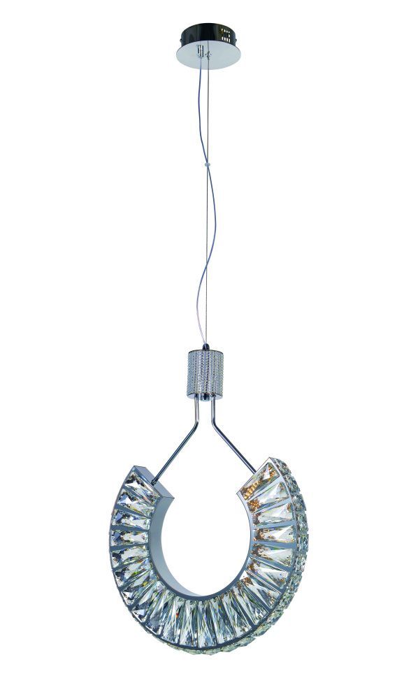 Люстра Ø400 x H560 (800) мм, Светодиодная лента 20W NewRgy CHROME+CLEAR (Хром + Прозрачный Хрусталь) 6019R/20W CHROME+CLEAR