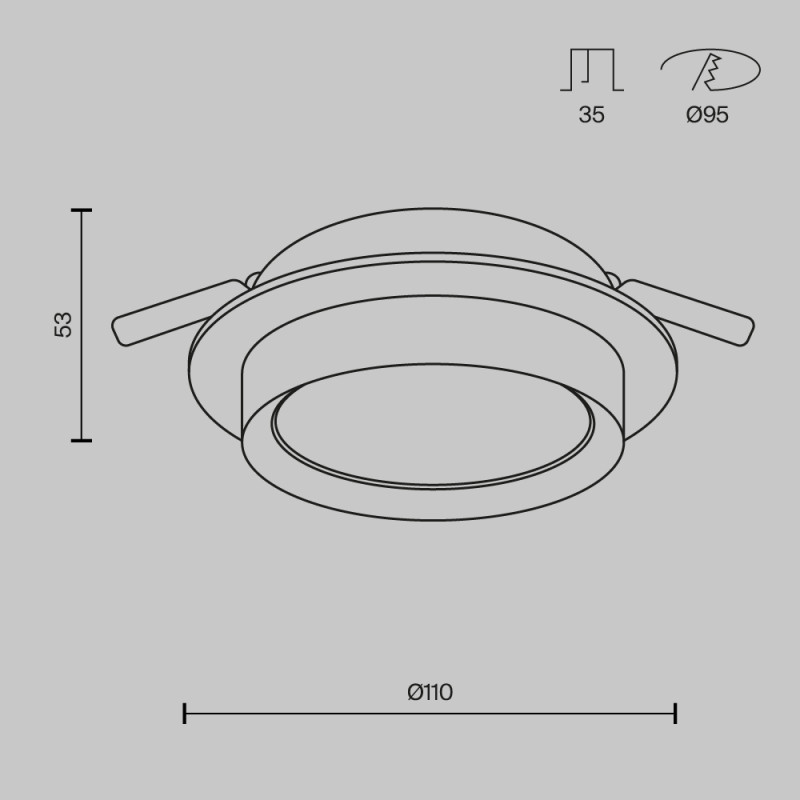 Светильник 11 см, Maytoni Downlight Hoop DL086-GX53-RD-WS, белый-серебро