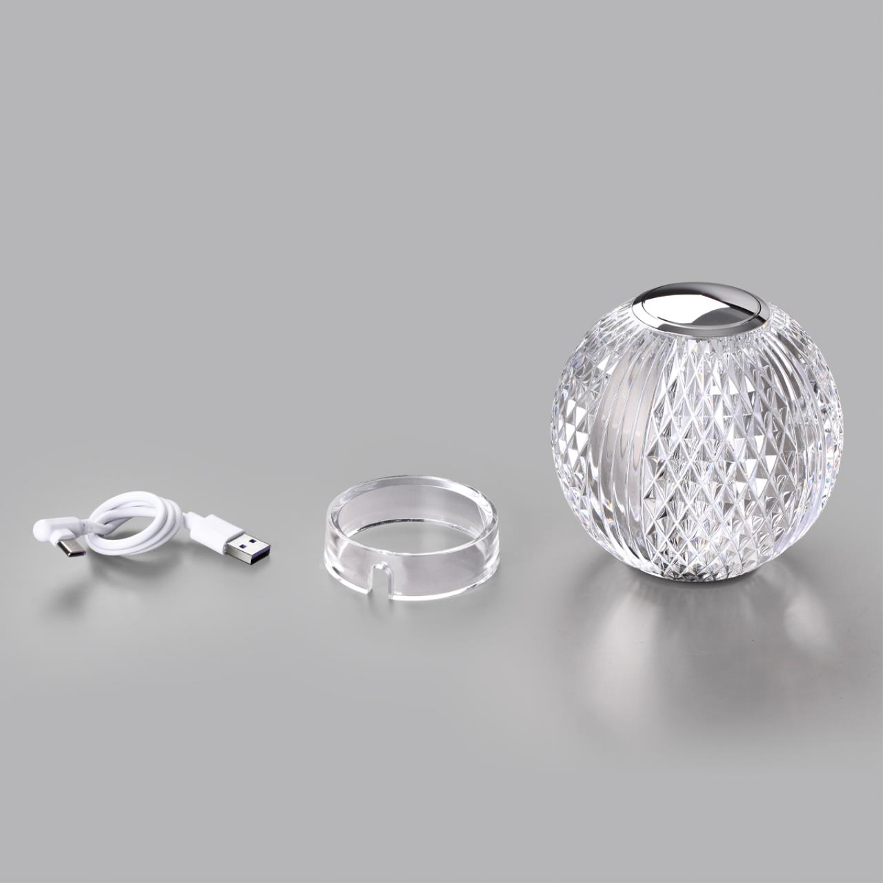 Настольный светильник 11*11*12 см, 1 LED*2W, 4000 К, Odeon Light Crystal, хром 5007/2TL