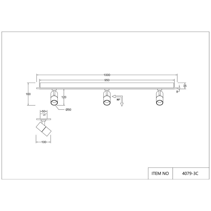 Светильник Favourite 4079-3C, L1000*W100*H160,