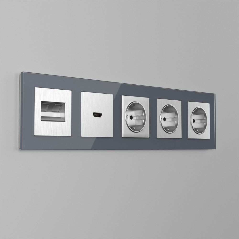 Накладка для двойной розетки Еthernet RJ-45 (серебряный рифленый) W1191109 Встраиваемые механизмы серебряный рифленый Werkel
