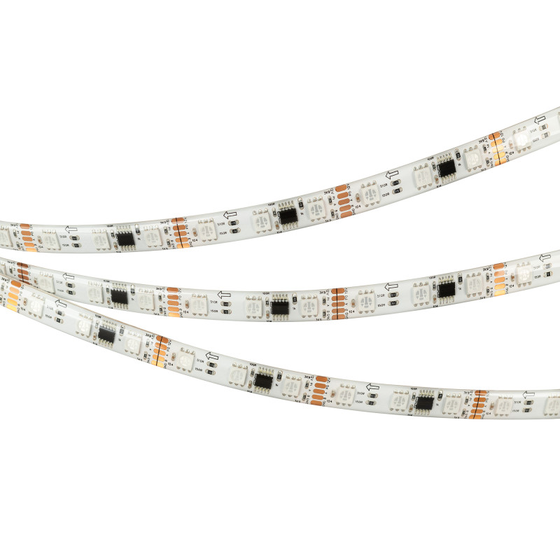 Лента герметичная DMX-SE-B60-10mm 12V RGB-PX3 (14 W/m, IP65, 5060, 5m), Arlight 039604. Цена указана за 5 метров. Продается кратно 5 метрам.