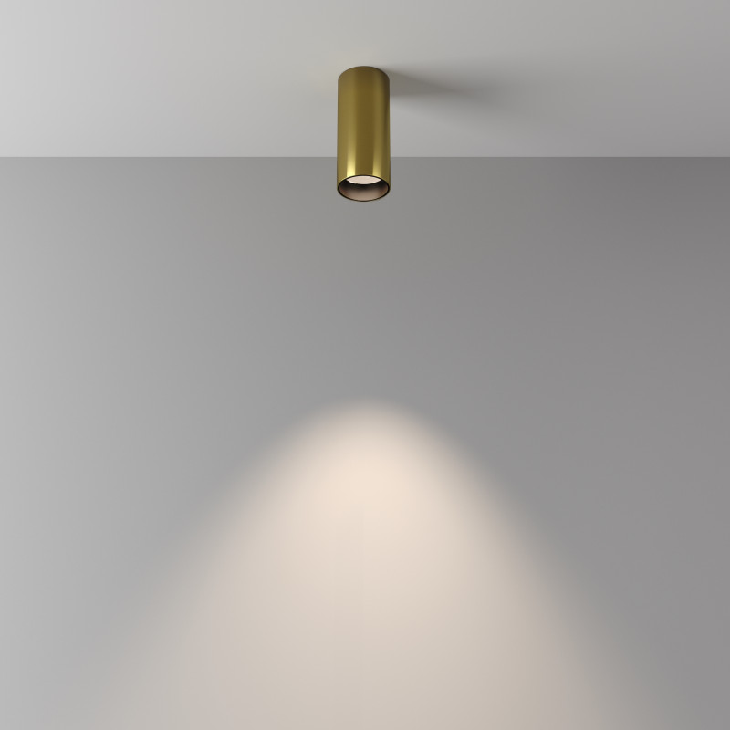 Накладной светильник 5,2*5,2*12,5 см, LED, 12W, 4000К, Maytoni Technical FOCUS LED C056CL-L12W4K-W-BS латунный