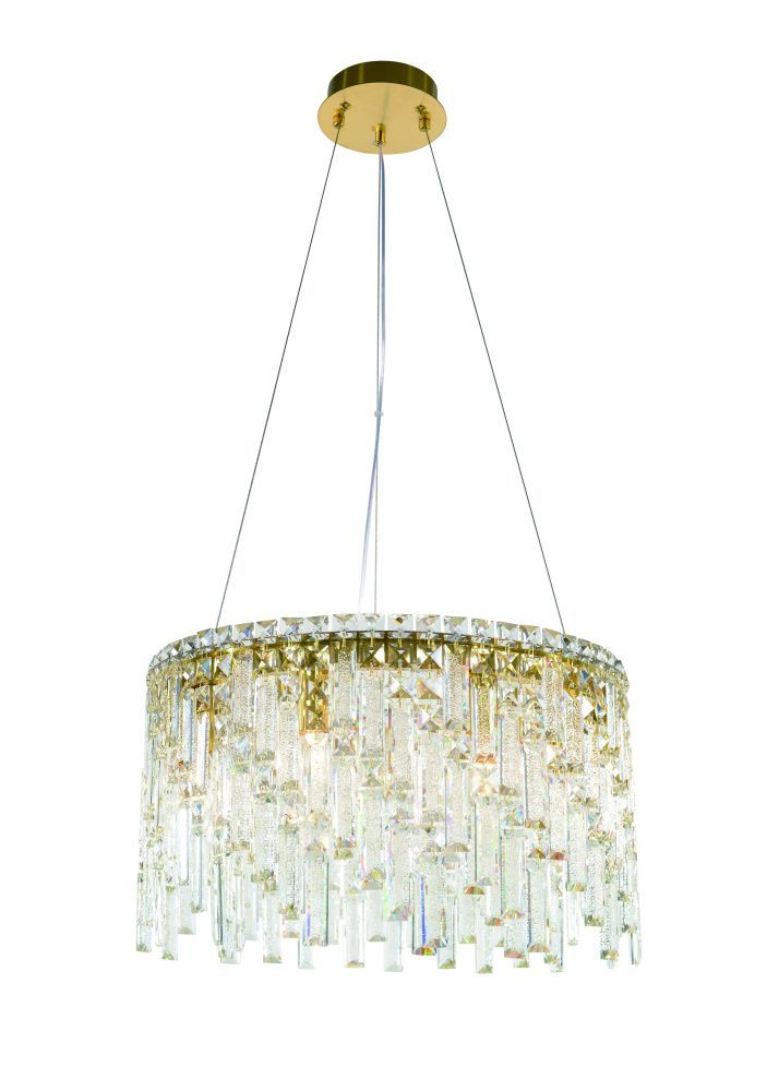 Люстра Ø500 x H300(1300) мм, E14 8*40W (320W) NewRgy PLATING BRASS+CLEAR (Латунь + Прозрачный Хрусталь) 6073P/8A PLATING BRASS+CLEAR