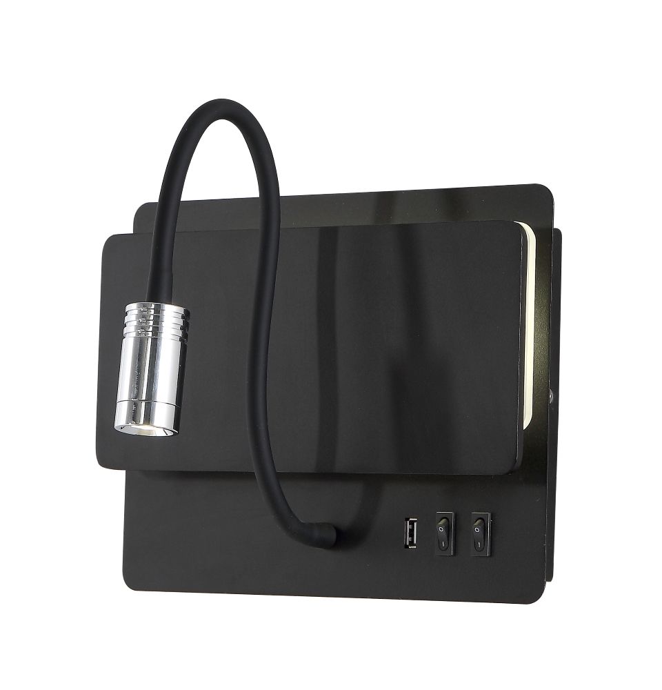 Бра 25**20-20 см, *LED*3/6/9W, 3000K, Crystal Lux Duo CLT 226W250USB BL, Черный