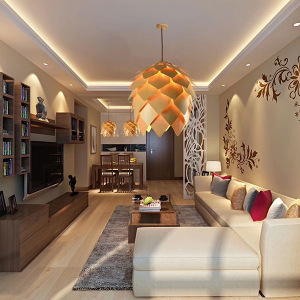 Подвесной светильник Crimea Pine Cone natural wood D20 20*20*20 см, 1*E27*60W, ImperiumLoft 40.51, Коричневый, Красный