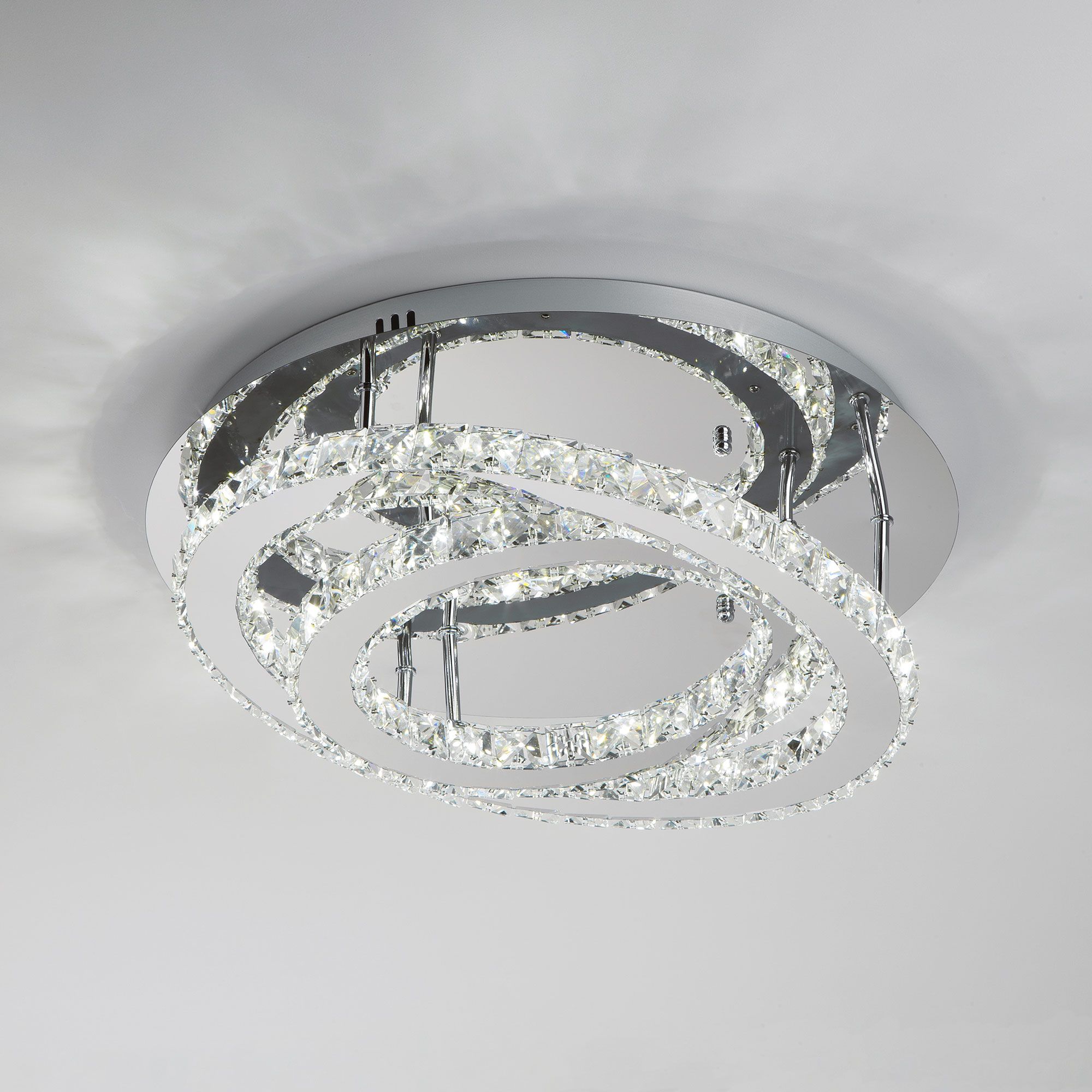 Светодиодная люстра с хрусталем Eurosvet 90066/2 хром, диаметр 50 см, 00000082064