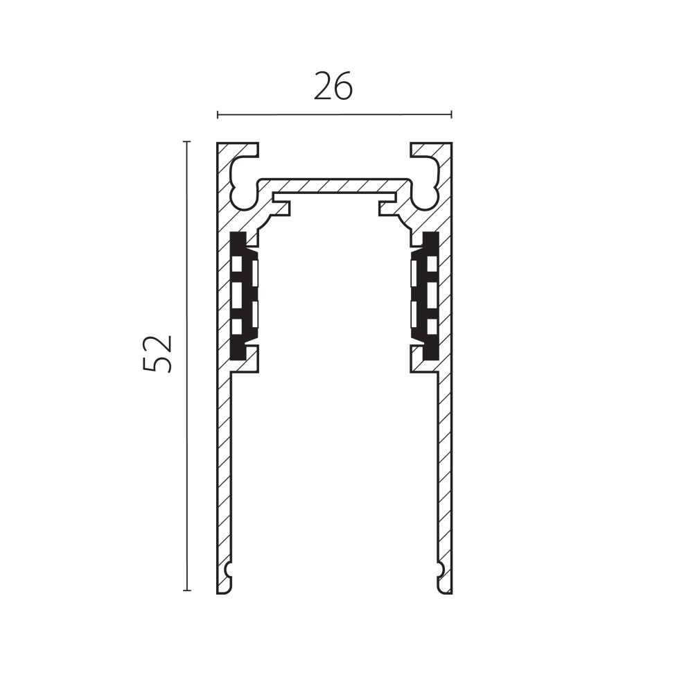 Трек 4-контактный накладной со стыковочным пазом 48V 3м (Заглушки и декоративный экран в комплекте) 300*2,6*5,2 см, Lightstar Uno Pro 509037P, Черный