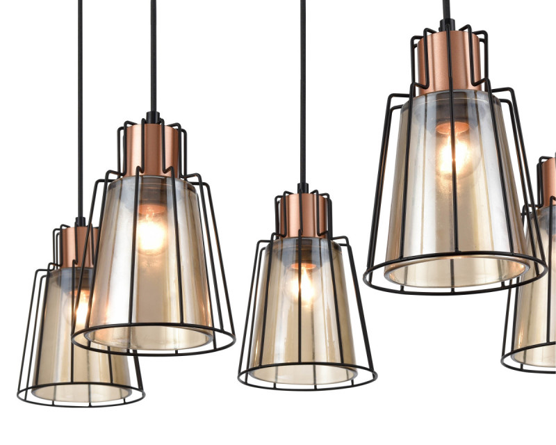 Подвесной светильник 35*65*170 см, 6*E27 черный, медь Vele Luce Carisma VL6462P06