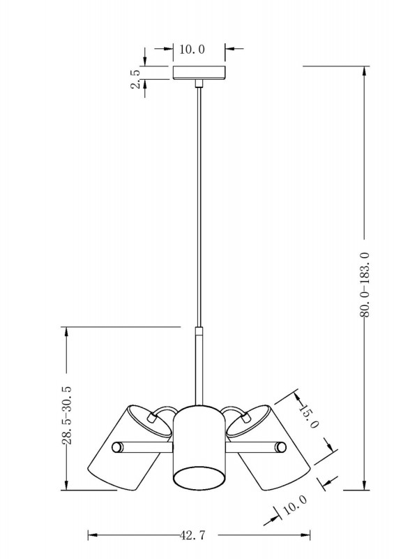 Светильник 43 см, Freya Elori FR4004PL-03WB, черный-белый