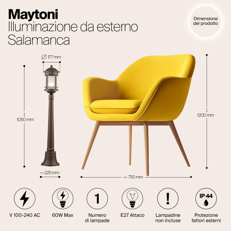 Уличный светильник 105 см Maytoni Salamanca O031FL-01BR, коричневый