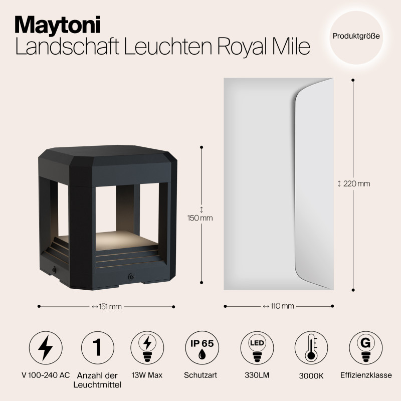 Ландшафтный светодиодный светильник 15 см Maytoni Royal Mile O019FL-L13GR3K