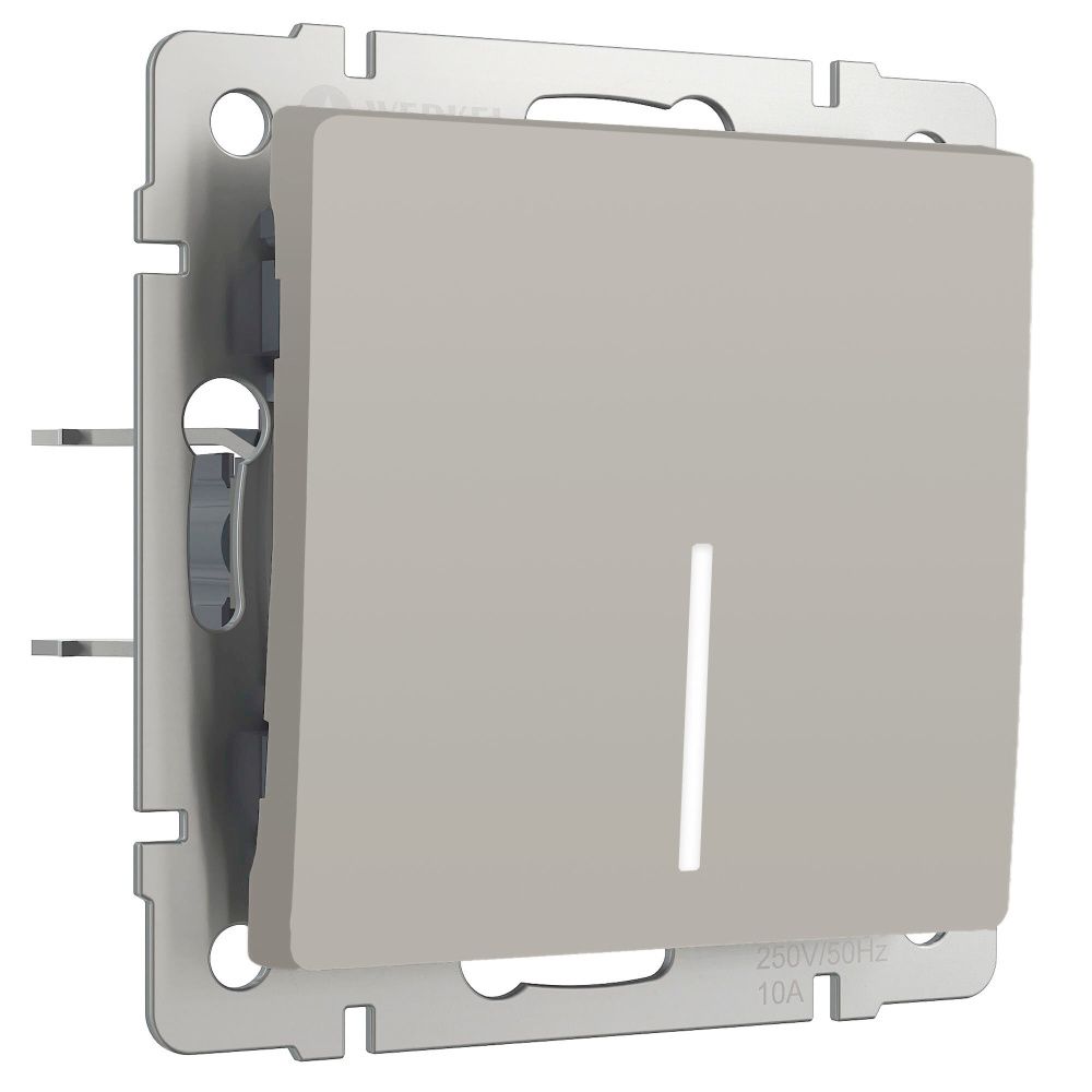 W1212104 Выключатель одноклавишный проходной с подсветкой, дымчатый Werkel, 4690389211898