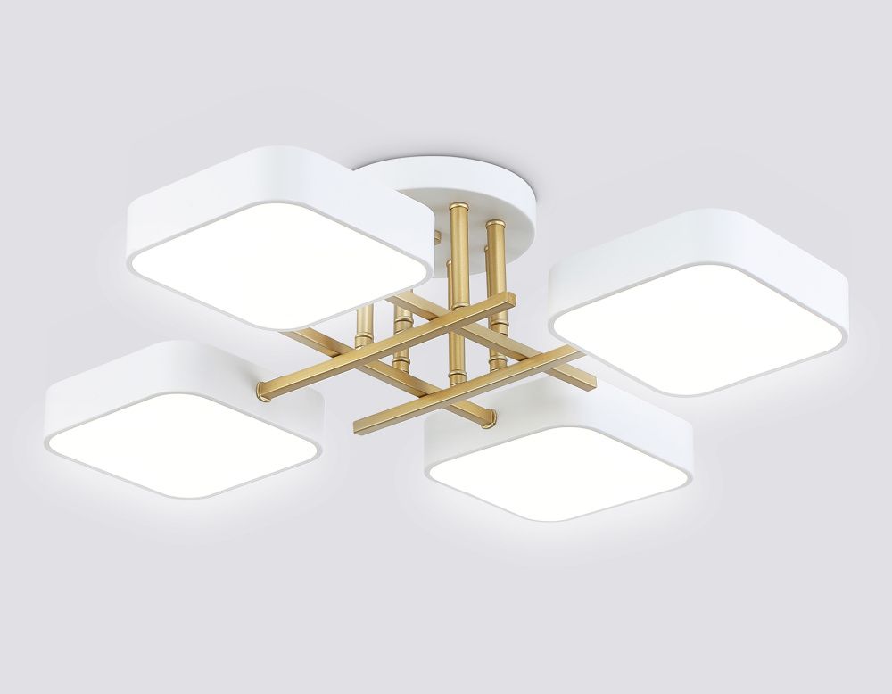 Люстра светодиодная на штанге 55*55*15- см, **W, 3000-6000K, Ambrella Light Comfort FL516341, белый, золото