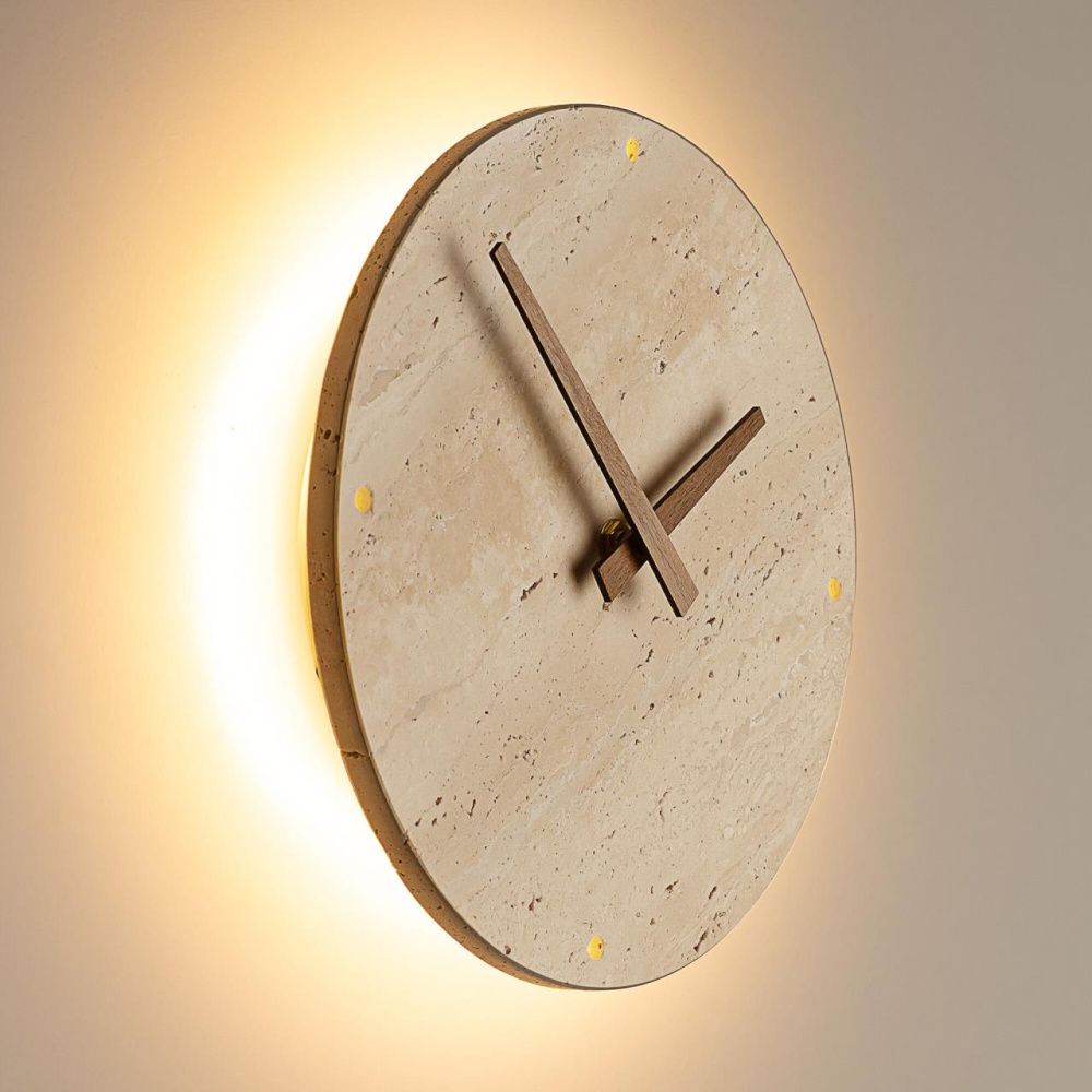 Светильник настенный с часами 23 см, 12W, 3000K, Citilux MARES CL246015 LED,  камень